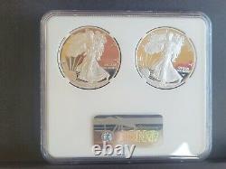 %2 Coin Set 2021 W & S Prof Silver Eagle, Type 1 & 2 Ngc Pf70uc, Eagle/mtn