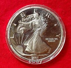 2001 American Silver Eagle Gros rond en argent de 12 onces d'argent pur .999 Preuve