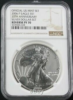 2006 P American Silver Eagle Inverse Proof 20th Anniversary Set Ngc Pf 70