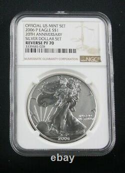 2006 P American Silver Eagle Inverse Proof 20th Anniversary Set Ngc Pf 70