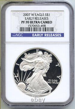 2007-w American Eagle 1 Oz Proof Argent Ngc Pf70 Ultra Cameo Premiers Lancements A362