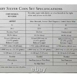 2011 American Silver Eagle 25th Anniversary Silver 5 Coin Set (withbox Et Coa)