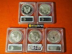 2011 P Inversée Proof Silver Eagle Gpc Pr69 Ms69 5 Coin 25 Set Anniversaire