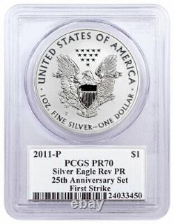 2011 P Inverser La Preuve Argent Eagle Pcgs Pr70 Fs Mercanti Signé Étiquette Sku25131