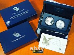 2012 S Proof Inversée Silver Eagle 2 Coin San Francisco Avec Boîte / Coa