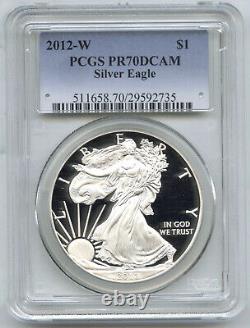 2012-W Aigle américain 1 oz Preuve Dollar en argent PCGS PR70 DCAM West Point G296