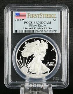 2012 W American Silver Eagle Edition Limitée Proof Pcgs Pr 70 Dcam Première Grève