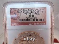 2012-s American Silver Eagle $1 Ngc Pf70 Inverser La Preuve San Francisco # C 1883
