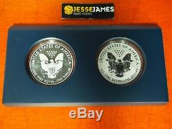 2013 W Inversée Proof & Enhanced Silver Eagle 2 Coin West Point Avec Boîte / Coa