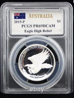 2015-p Pcgs Pr69 Dcam Australia Wedge Tail Eagle High Relief Silver Proof
