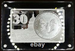 2016 30e anniversaire du jeu de barres de pièces d'argent American Eagle