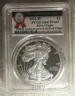 2016-w Silver Eagle $1 Félicitations Ensemble Pcgs Gem Proof Dollar Rare Pièce
