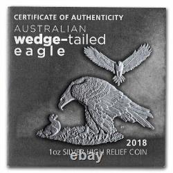 2018 Australie 1 oz Argent Aigle à queue en coin (Haute relief) SKU#278345