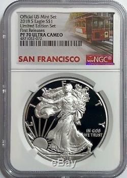 2018 S Proof Silver Eagle Limited Edition Set Ngc Pf70 Fr Ultra Cameo Chariot