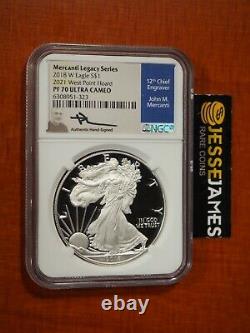 2018 W Proof Silver Eagle Ngc Pf70 Mercanti Signé 2021 West Point Mint Hoard