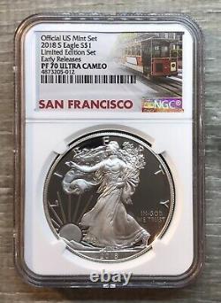 2018-s American Silver Eagle Ngc Pf70 Ultra Cameo Trolley Label (ze300)