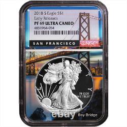 2018-s Preuve $1 American Silver Eagle Ngc Pf69uc Er San Francisco Core