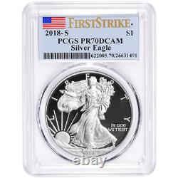 2018-s Proof $1 American Silver Eagle Pcgs Pr70dcam First Strike Label