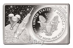 2019 3 Oz 50e Anniv. Apollo 11 Américain Silver Eagle 999 Coin / Bar Box Set / Aoc