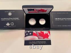 2019 Pride De Deux Nations. American Silver Eagle Et Canadian Maple Leaf. Mint Des États-unis
