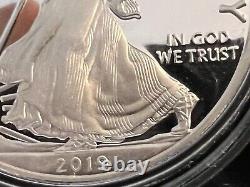 2019 S American Silver Eagle Proof. De La Monnaie Des Etats-unis Avec Ogp Et Coa