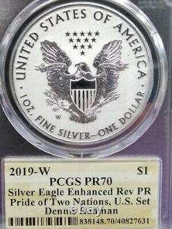 2019 -w Silver Eagle Amélioration De La Preuve Inverse Pcgs Pr70 Dennis Rodman Label