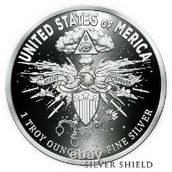2020 1 Oz Death Eagle Proof Silver Shield. 999 Ronde De Collecte En Main