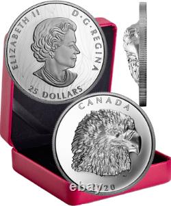 2020 Dse Fier Pygargue À Tête Blanche Extrahigh Relief Head 25 $ 1oz Silver Proof Coin Canada