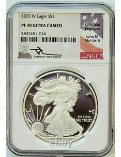 2020 W American Silver Eagle Ngc Pf70 Ultra Cameo Mercanti Signé