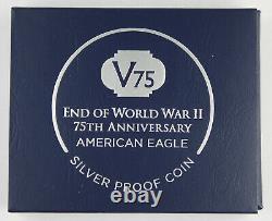 2020 W Fin De La Deuxième Guerre Mondiale 75 Anniversaires American 1 Oz Proof Silver Eagle V75 +box &coa