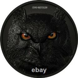 2021 2 Oz Black Proof Argent 10 $ Palau Eagle Owl Hunters By Night Coin