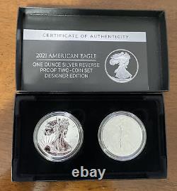 2021 American Eagle One Onnce Silver Inverser Proof 2-coin Designer Set