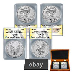 2021 Inverse Proof American Silver Eagle Two-coin Set Designer Edition Pr70