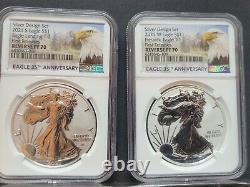 2021 Ngc Pf70 Fr American Eagle Silver Inverse Proof 2pc Designer Set Mountains&