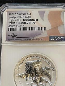 2021 P Australie Aigle à queue en coin NGC Enhanced Rev PF 70 Preuve 1 once d'argent FR