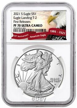 2021 S Proof American Silver Eagle Type 2 Ngc Pf70 Uc En Exclusive Eagle Label