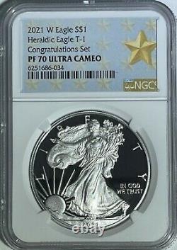 2021 W $1 Ngc Pf70 Proof Silver Eagle Félicitations Set West Point Star Label