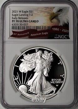 2021 W $1 Proof Silver Eagle Type 2 Ngc Pf70 Ultra Cameo Premiers Lancements
