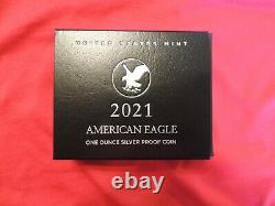 2021 W American Eagle 1 Oz Silver Proof Coin Type 2! En Main