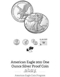 2021 W American Eagle 1oz Silver Proof Inverser Type 2 Lire Description