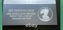 2021 W Reverse Proof American Silver Eagle Type 1 No Box No Coa Une Pièce