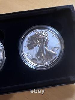 2021 W & S Inverser Proof Silver Eagle 2 Coin Designer Edition Set Type 2 21xj