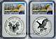2021 W S Ngc Rp70 Reverse Pf70 Silver Eagle T1 & T2 Designer 2pc Set In Hand