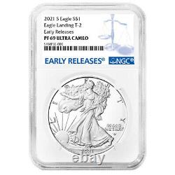 2021-s Preuve $1 Type 2 American Silver Eagle Ngc Pf69uc Er Blue Label