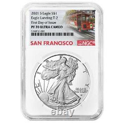 2021-s Preuve $1 Type 2 American Silver Eagle Ngc Pf70uc Ide Trolley Label