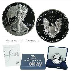 2021-w American Eagle One Ounce Silver Proof Coin 1oz Ase L'an Dernier Type 1 21ea
