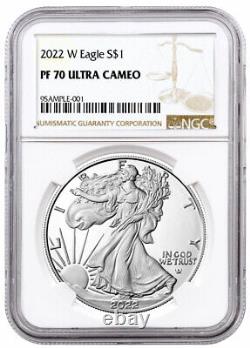 2022 W $ Proof American Silver Eagle 1-oz Ngc Pf70 Uc Ultra Cameo Brown Label