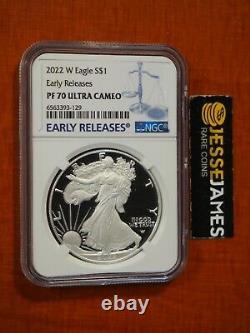 2022 W Proof Silver Eagle Ngc Pf70 Ultra Cameo Premiers Lancements Label Bleu