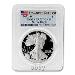 2022 W (pr70 Dcam) 1 Oz Proof American Silver Eagle Coin Ar Sortie Avancée