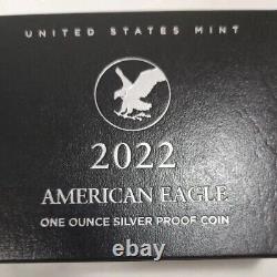 2022-s American Silver Eagle Proof Coin Complet #22em Us Mint Ogp/coa Nouveau